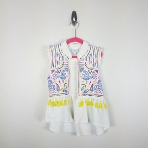 D signed Disney jacket vest colorful purple cream